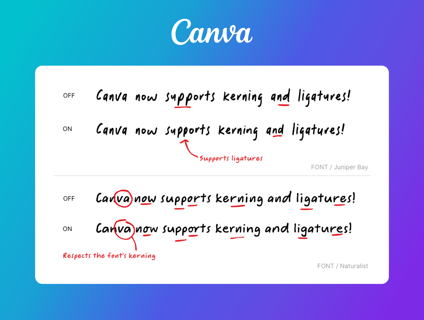 How to enable kerning and ligatures in Canva