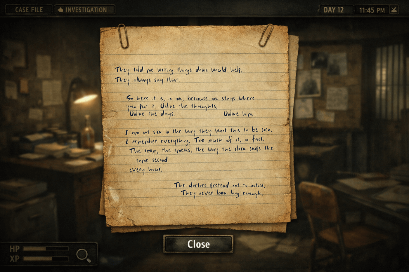 Handwritten fonts in a document in a video game Handwritten fonts in video games